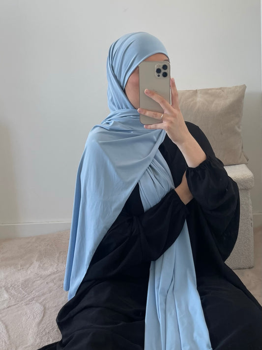 Hijab en Jersey Premium à nouer Bleu clair